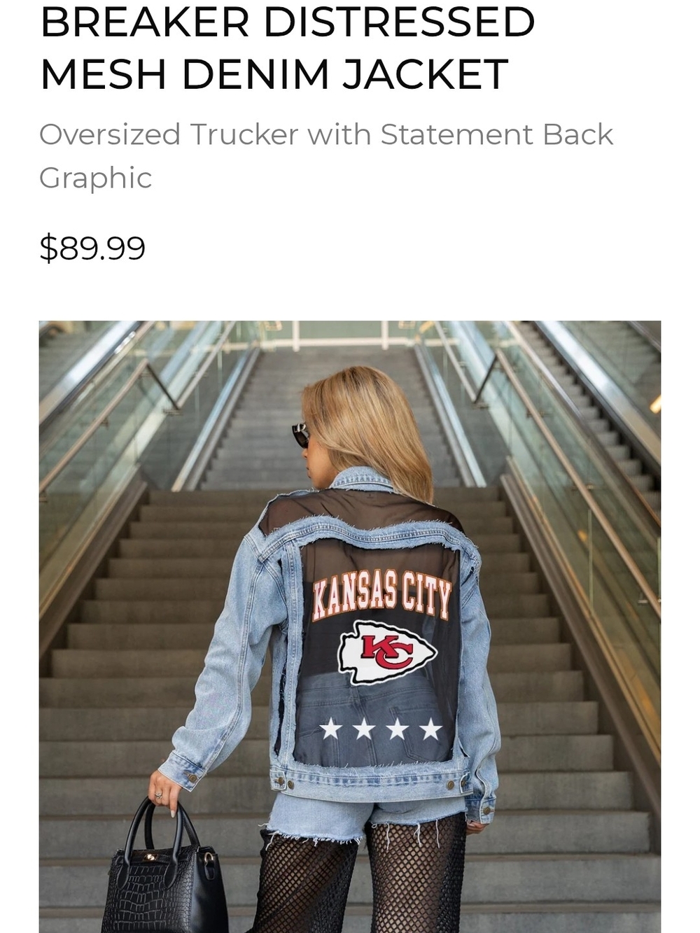 Kansas City Graphic Light Blue Denim Trucker Jacket